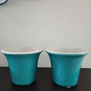 Set of two teal planters